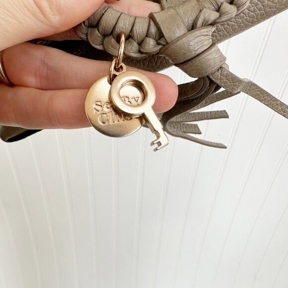 See by Chloé Mini Joan Crossbody Cement Beige Grey Leather Suede Bag Purse - Picture 6 of 9